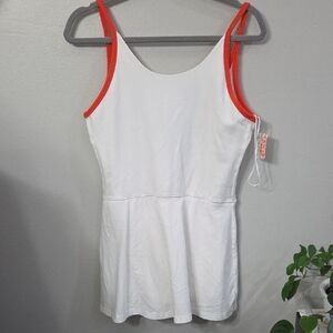 FP Movement by Free People White Romper with Orange Straps